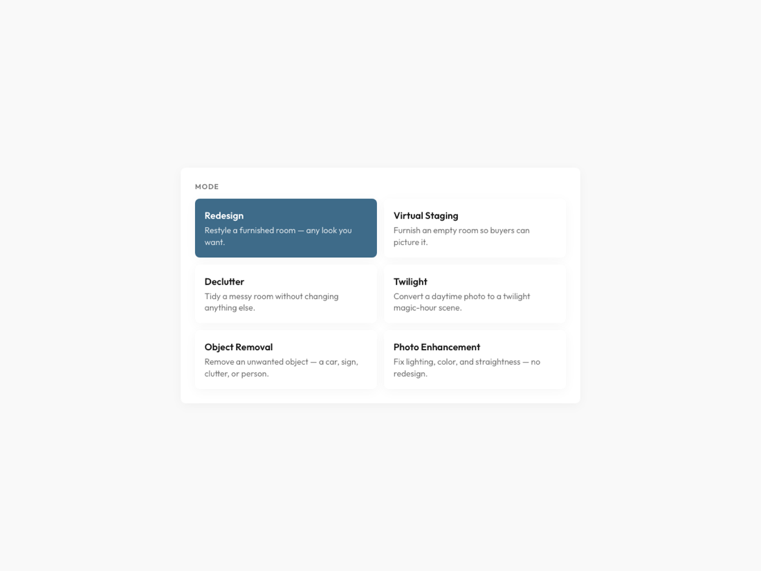 Choosing a Reimaginer tool from the mode picker